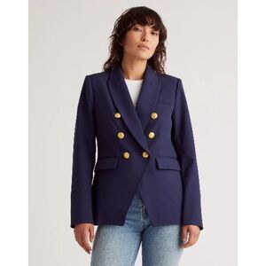 Quince Women's Scuba Captain's Convertible Blazer Navy Blue M